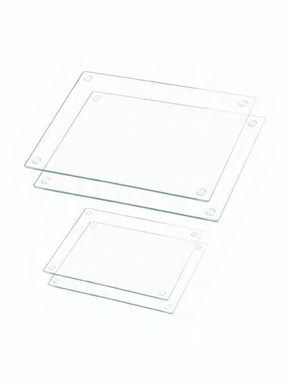 4 Pack 2 Sizes Glass Cutting Board with Anti-Slip Pads, Rectangle - SHIP ALONE
